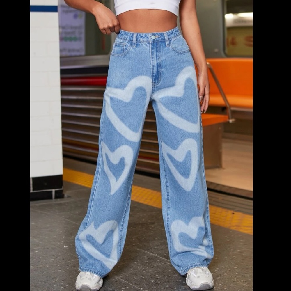 Light wash jeans with hearts!